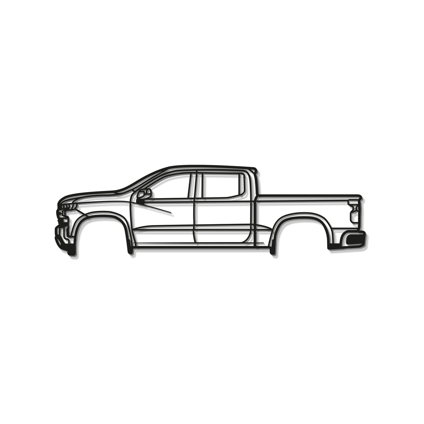 2019 Chevrolet Silverado 1500 4th Gen Sleek Metal Wall Art Outline