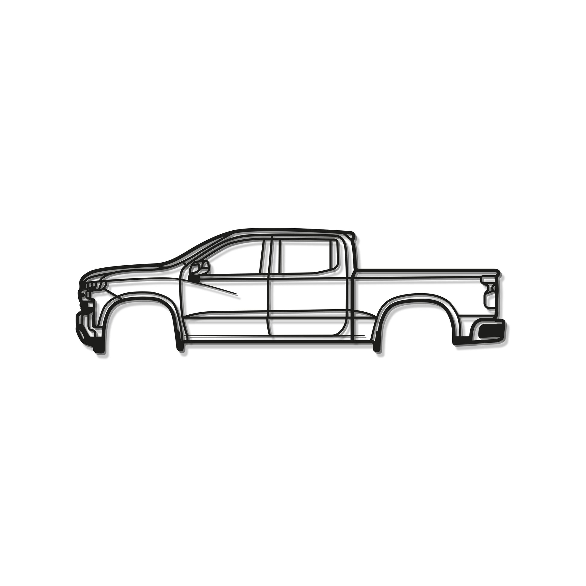 2019 Chevrolet Silverado 1500 4th Gen Sleek Metal Wall Art Outline