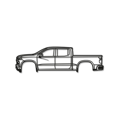 2019 Chevrolet Silverado 1500 4th Gen Sleek Metal Wall Art Outline