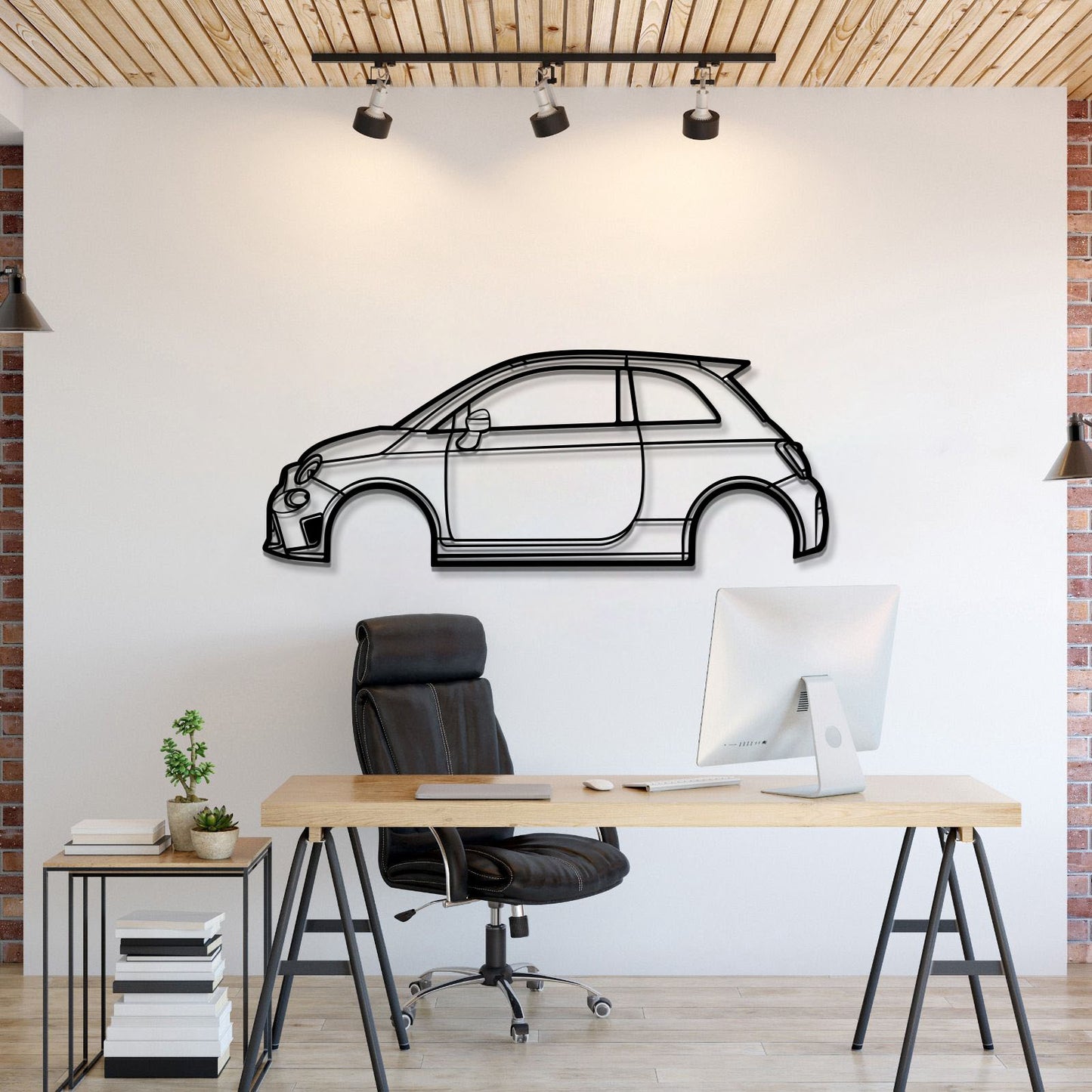 2019 Fiat 595 Abarth Metal Wall Art Silhouette Compact Performance Hatch