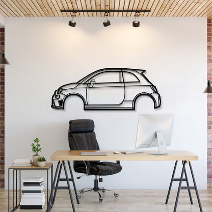 2019 Fiat 595 Abarth Metal Wall Art Silhouette Compact Performance Hatch