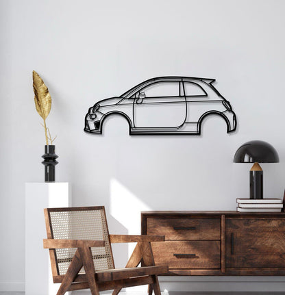 Retro 2019 Fiat 595 Abarth Steel Wall Sculpture For Hot Hatch Enthusiasts