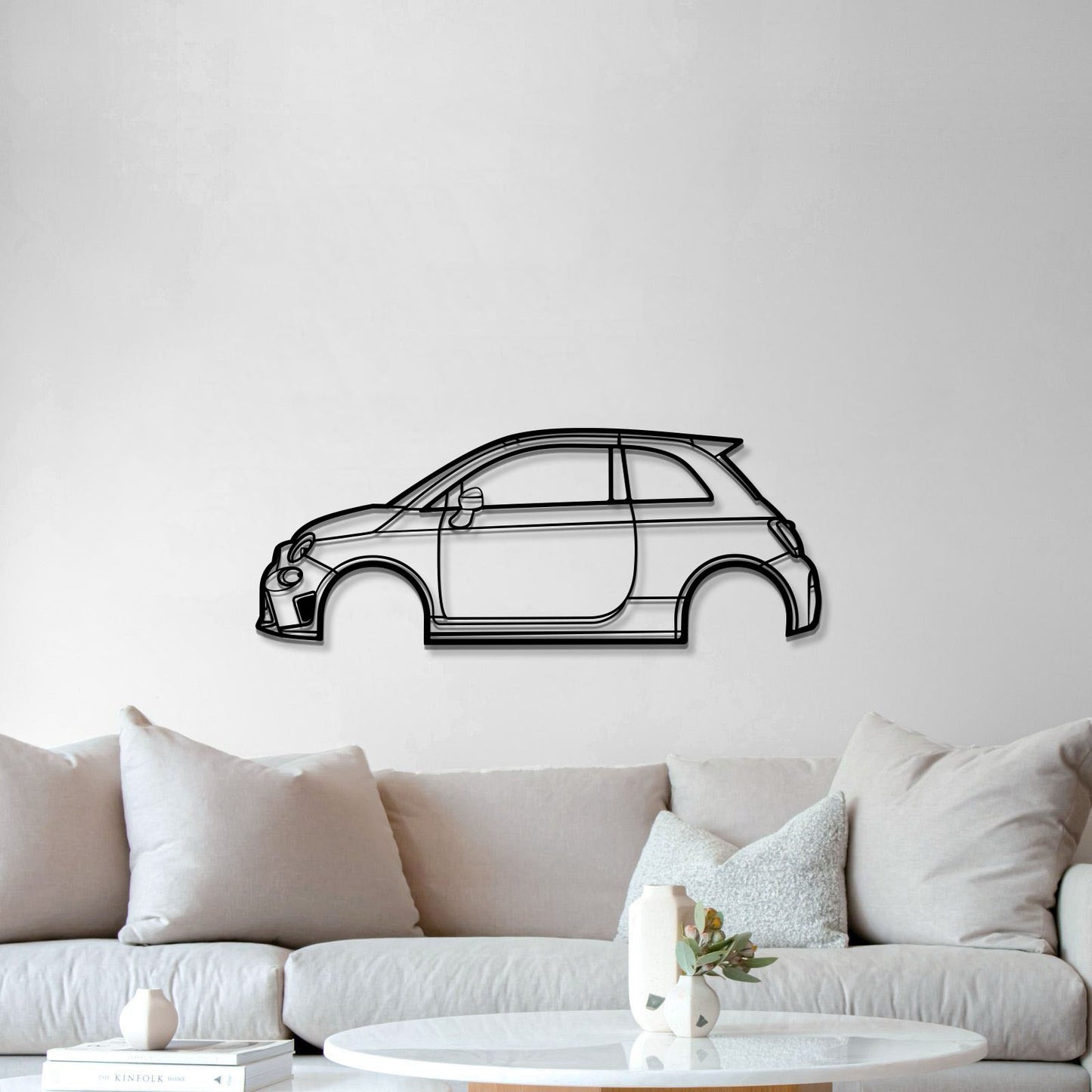 Laser Cut 2019 Fiat 595 Abarth Steel Wall Decor Bold Sport Hatch Silhouette