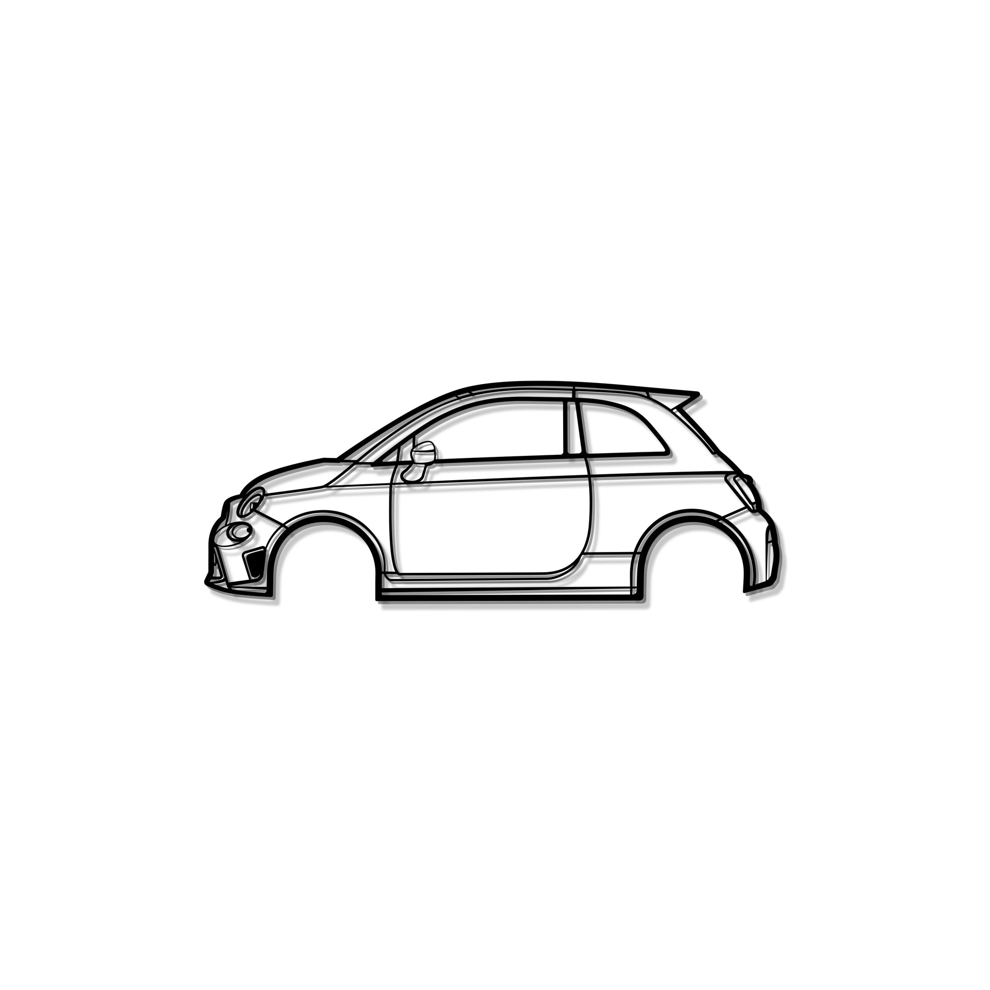 Detailed Metal Wall Silhouette Of 2019 Fiat 595 Abarth Legendary Hot Hatch