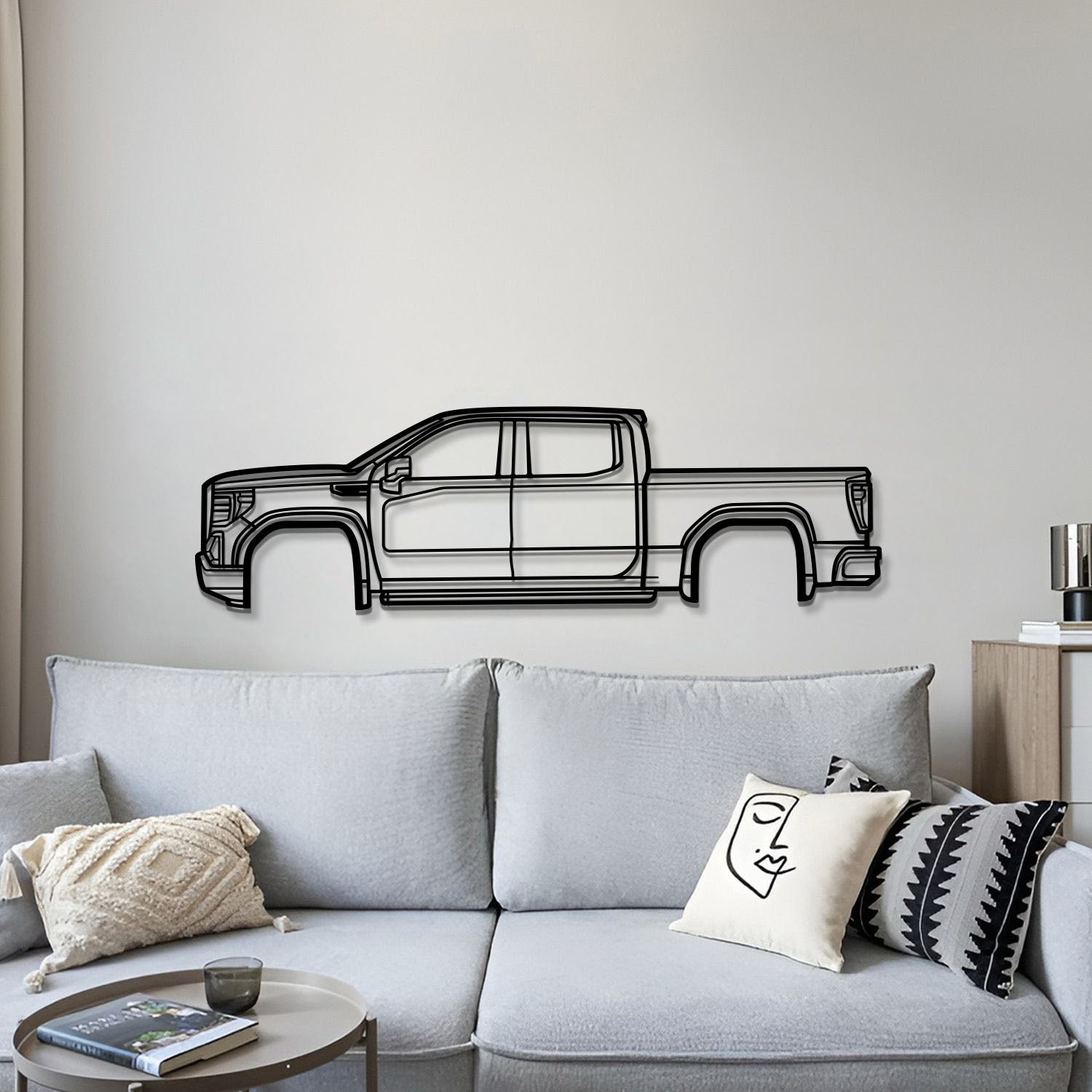 Minimalist Metal Wall Decoration Featuring 2019 GMC Sierra Denali Styling