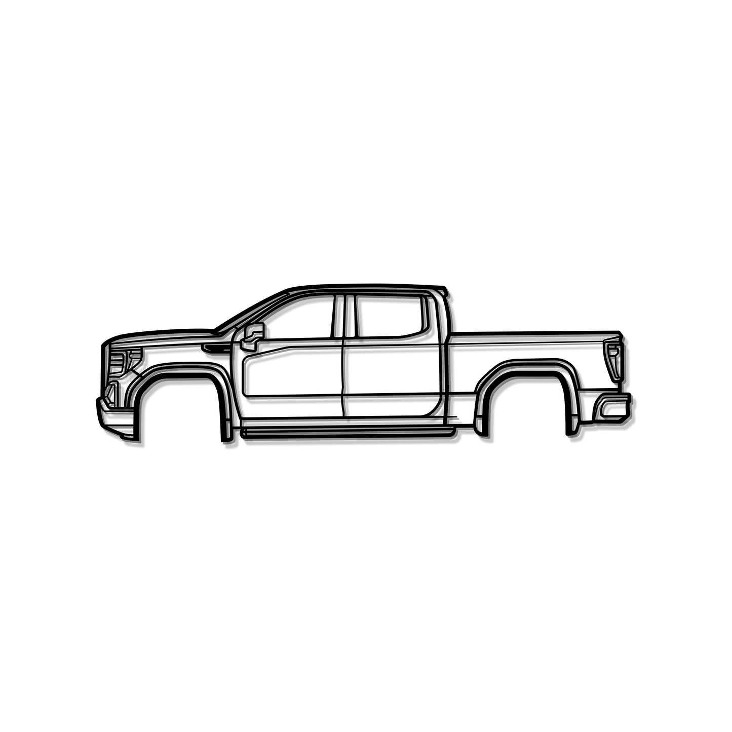 Detailed Metal Wall Silhouette Of 2019 GMC Sierra Denali Heavy‑Duty Pickup