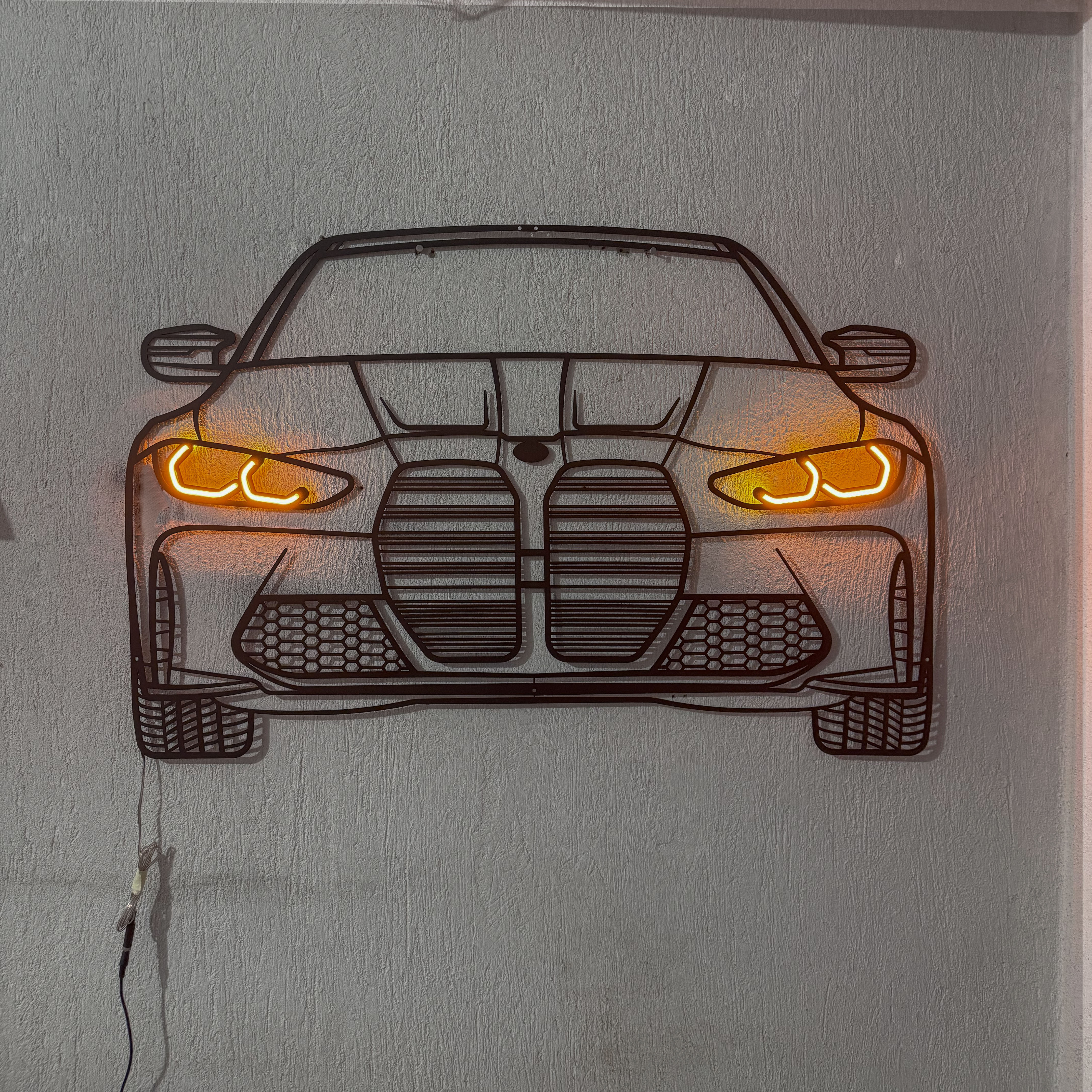 2020 M4 Coupe Competition Front View Metal Neon Car Wall Art - MTN0072