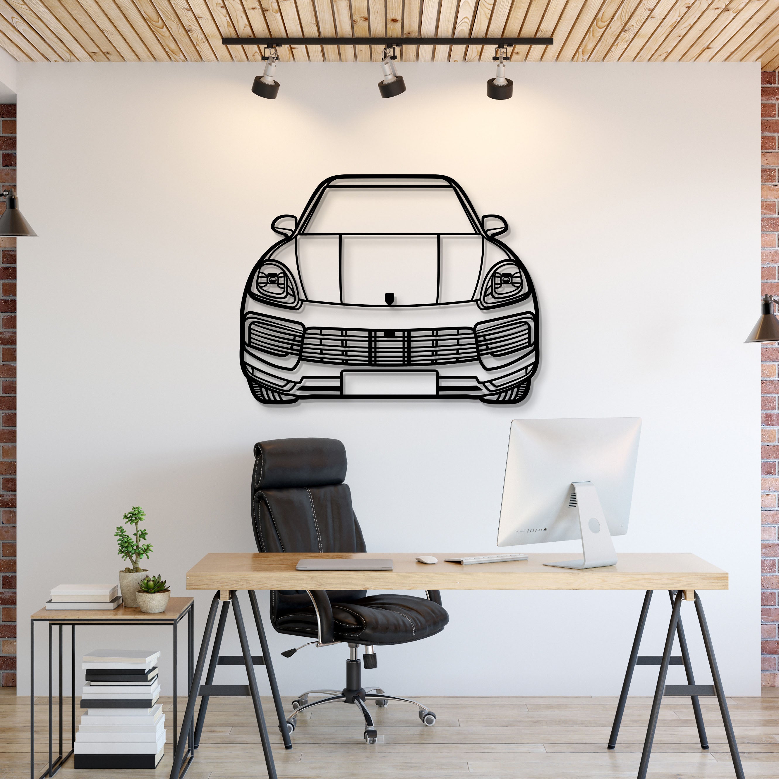 2020 Cayenne Front View Metal Car Wall Art - MT1370