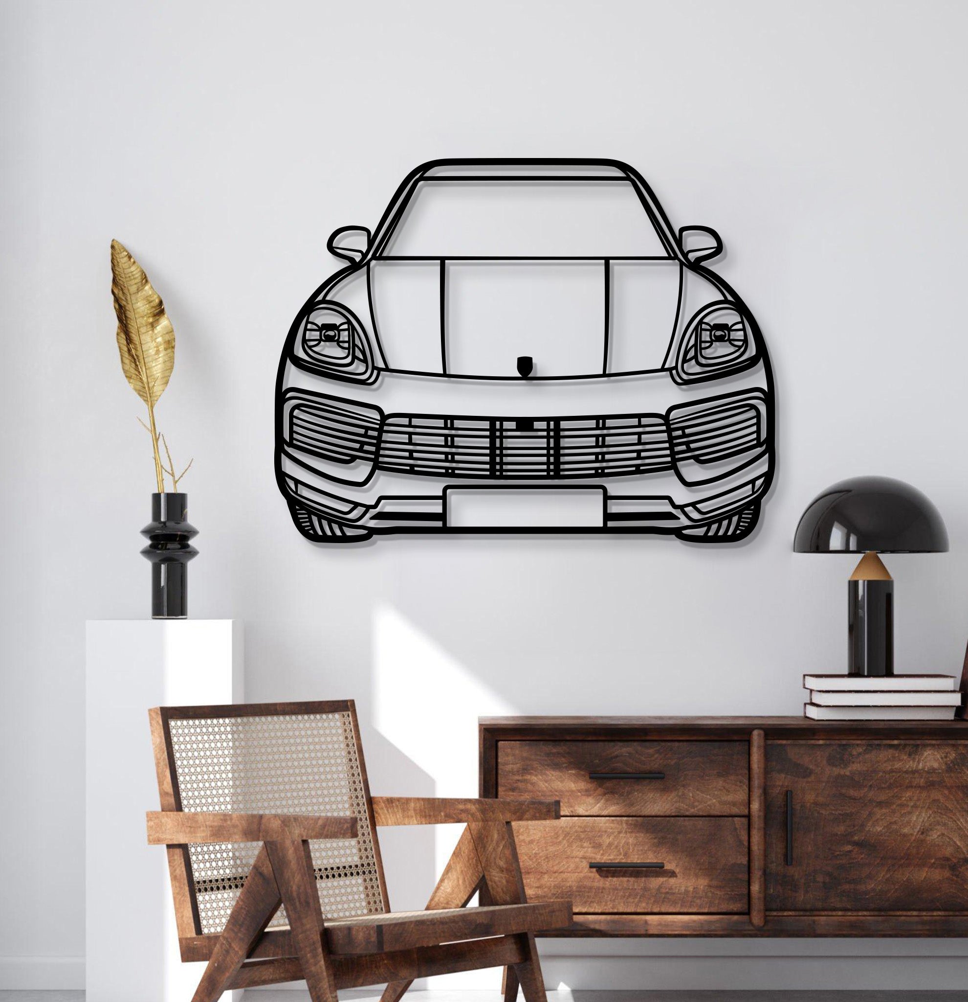 2020 Cayenne Front View Metal Car Wall Art - MT1370