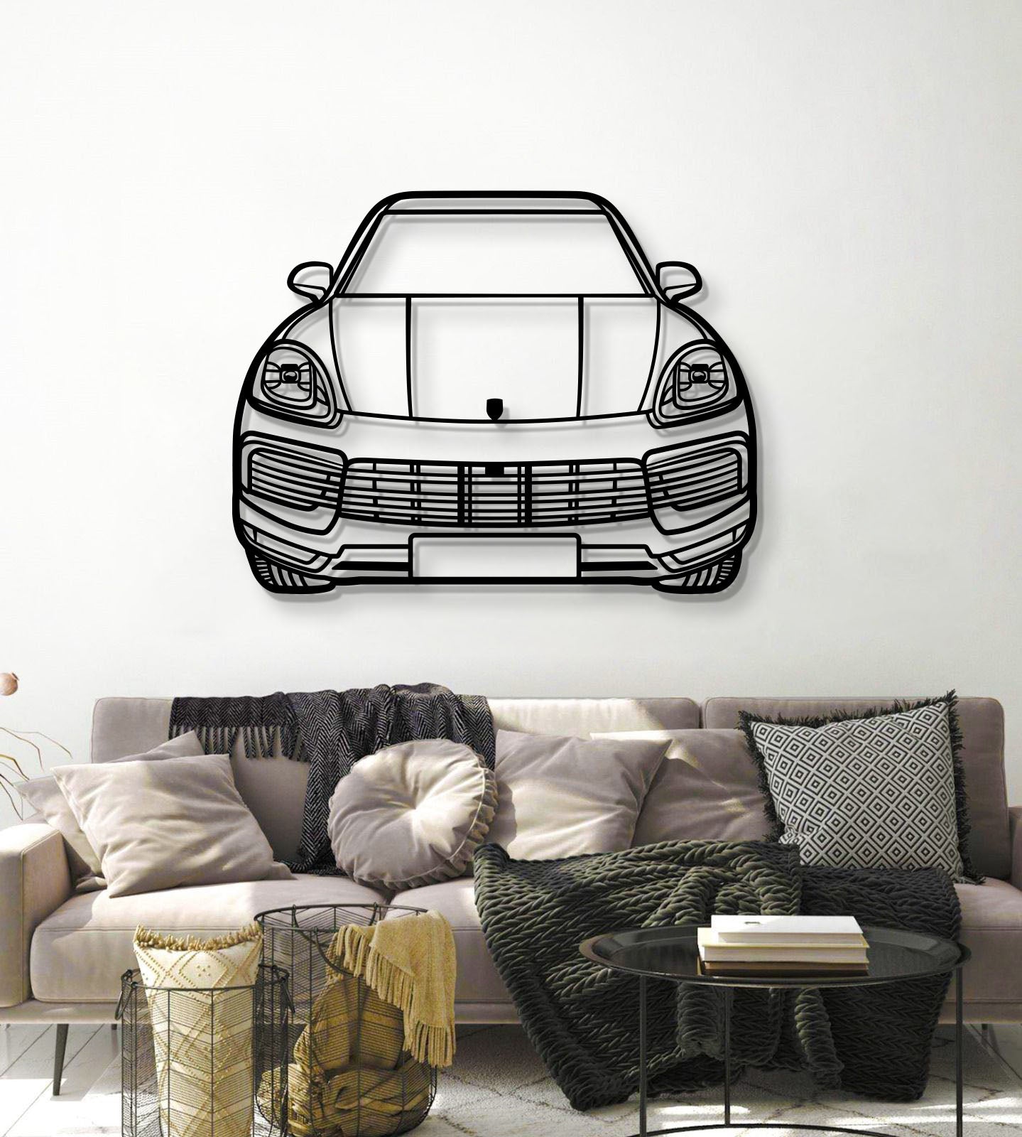 2020 Cayenne Front View Metal Car Wall Art - MT1370