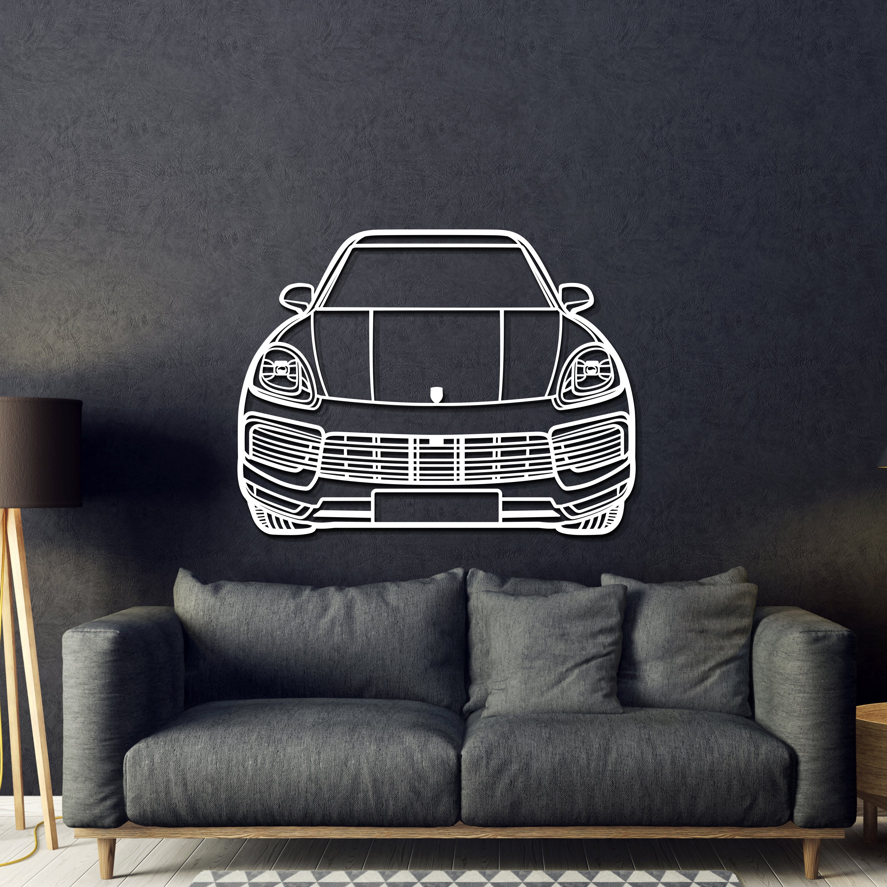 2020 Cayenne Front View Metal Car Wall Art - MT1370