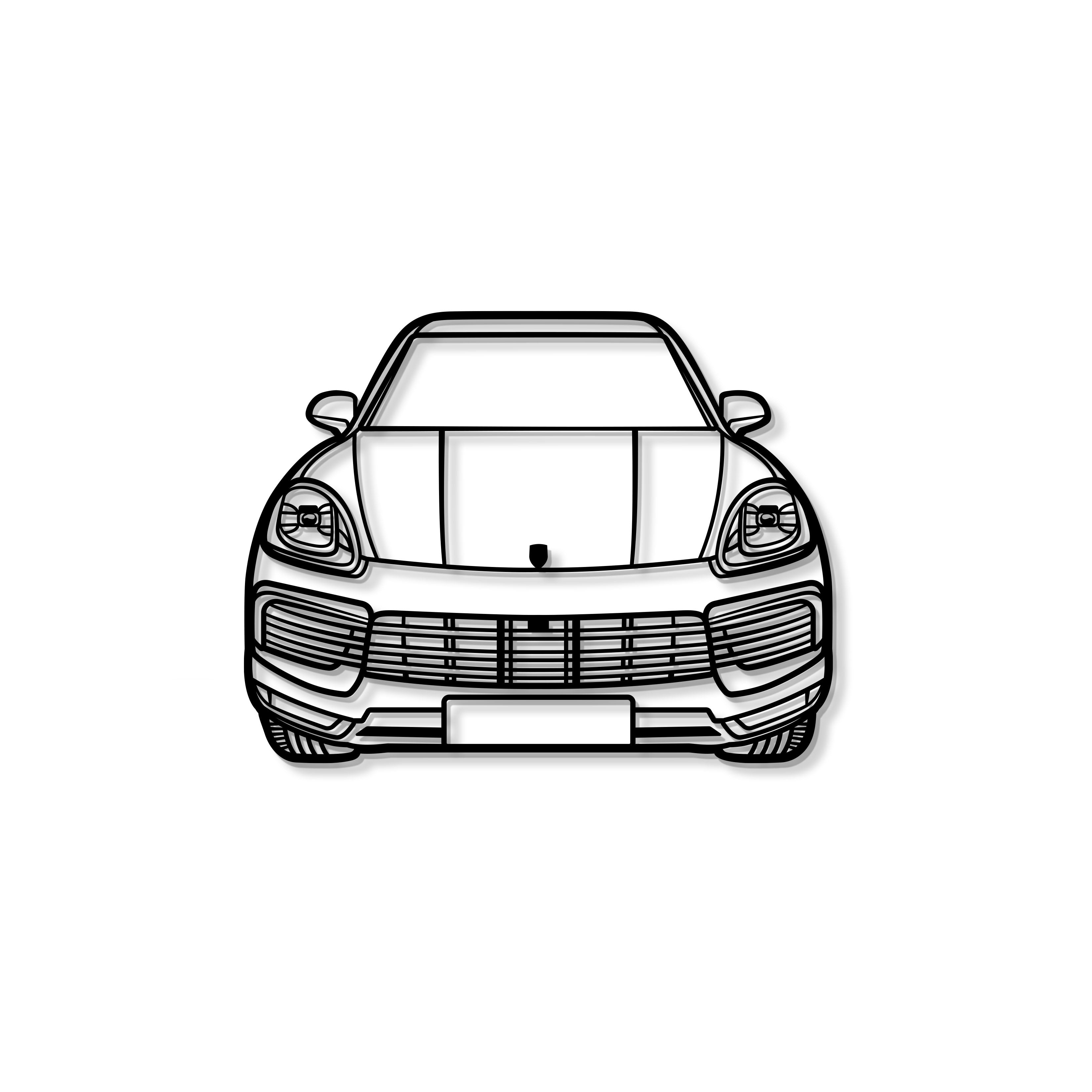 2020 Cayenne Front View Metal Car Wall Art - MT1370