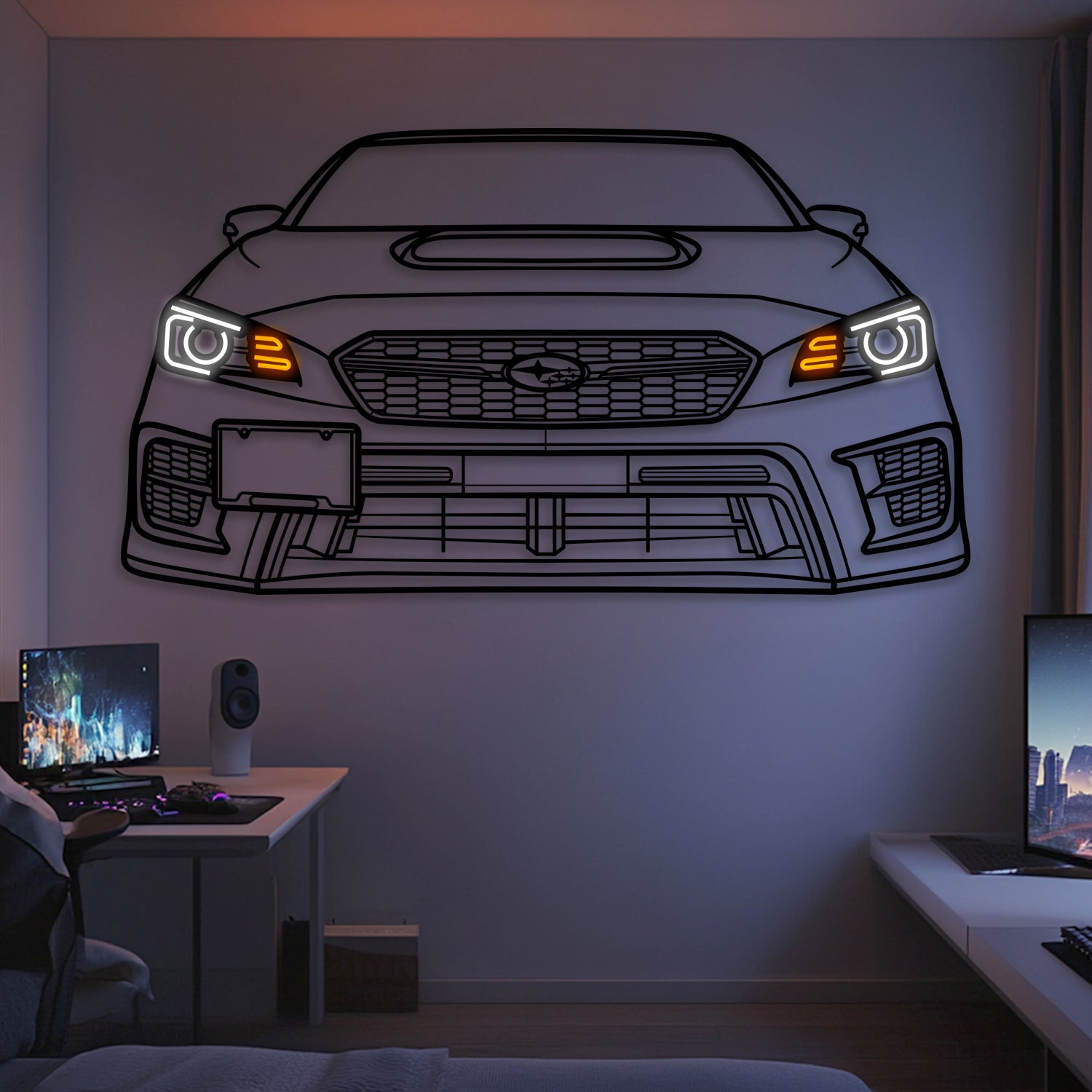 2020 STI View Front  Metal Neon Car Wall Art -MTN0248