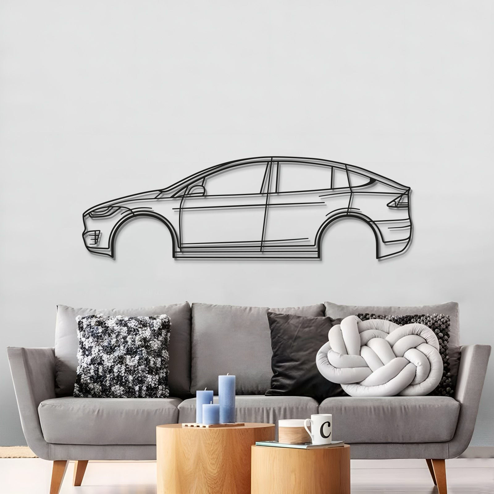3. Laser-cut 2020 Model X Performance metal wall sculpture, textured and dyed steel with powder-coated matte finish—perfect for modern interiors.
