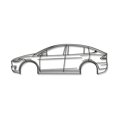 7. Ready-to-hang 2020 Model X Performance metal wall decoration with elevation screws and matte-textured steel silhouette.
