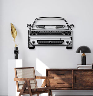 2021 Challenger front metal car wall décor – textured steel elevated 1 cm from wall for 3D effect