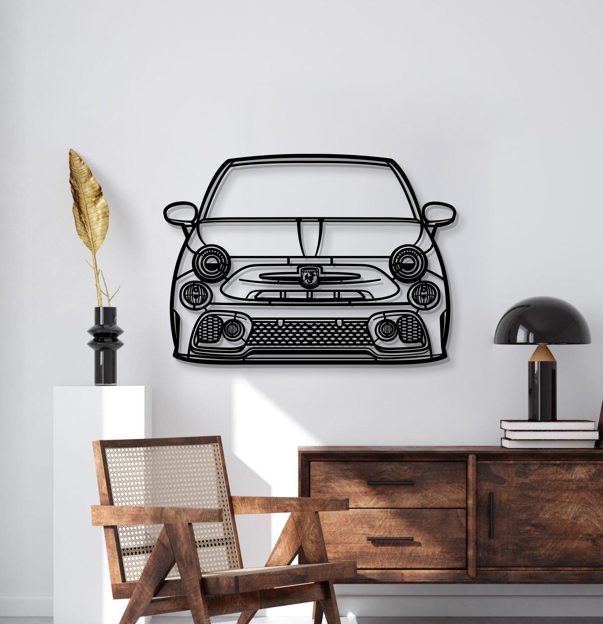 2021 Abarth 595 Front View Metal Car Wall Art - MT1344