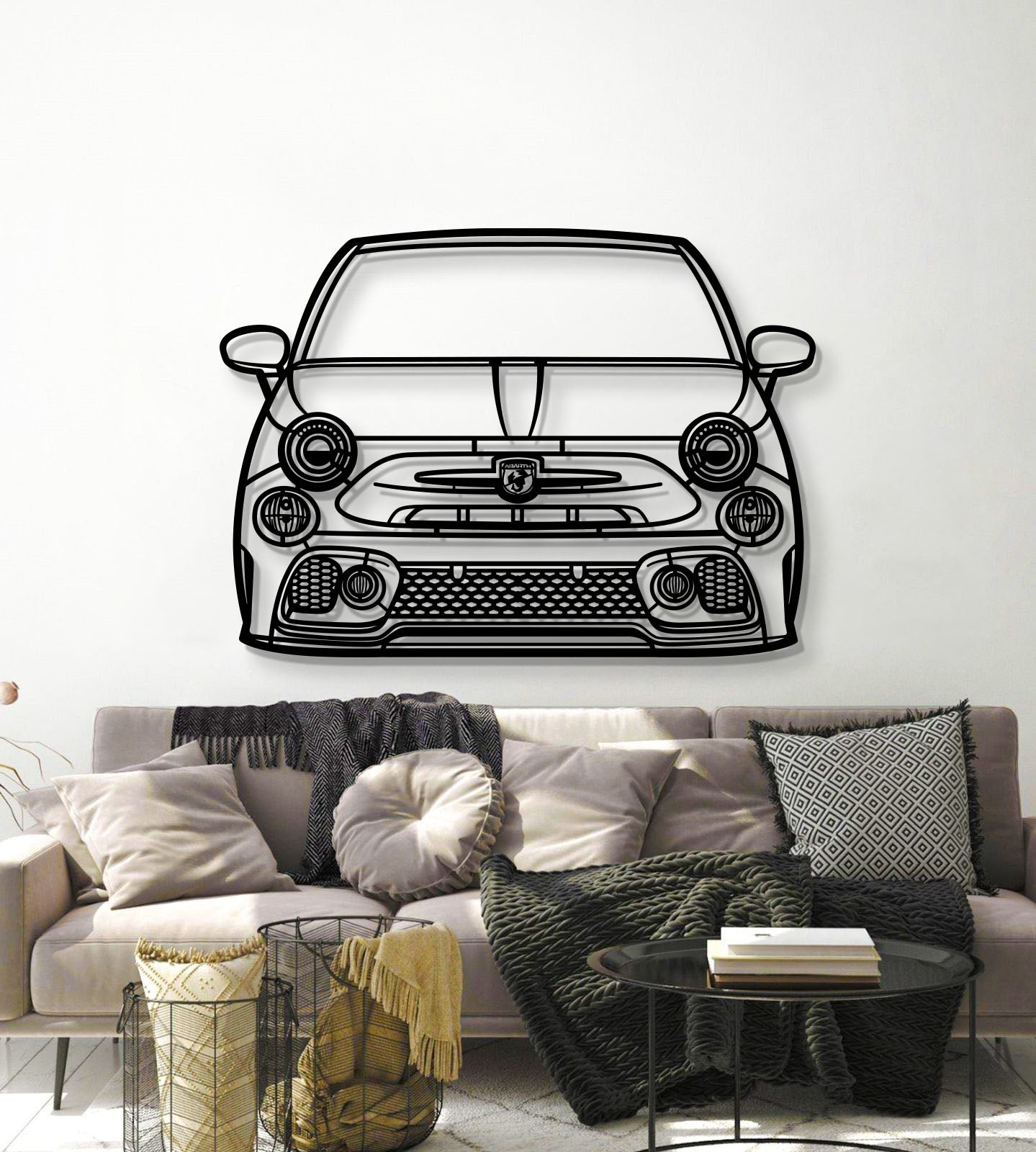 2021 Abarth 595 Front View Metal Car Wall Art - MT1344