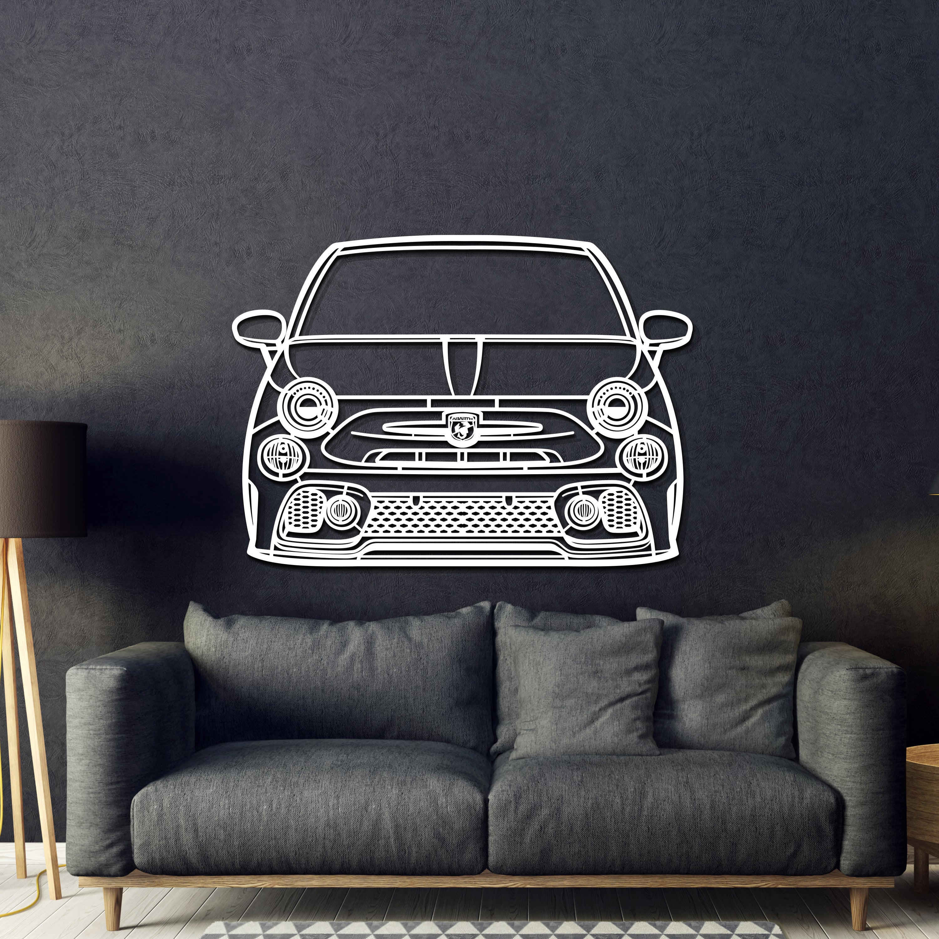 2021 Abarth 595 Front View Metal Car Wall Art - MT1344