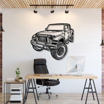 Jeep Gladiator (2021) perspective metal wall art – laser‑cut 2 mm textured steel with matte powder‑coat finish
