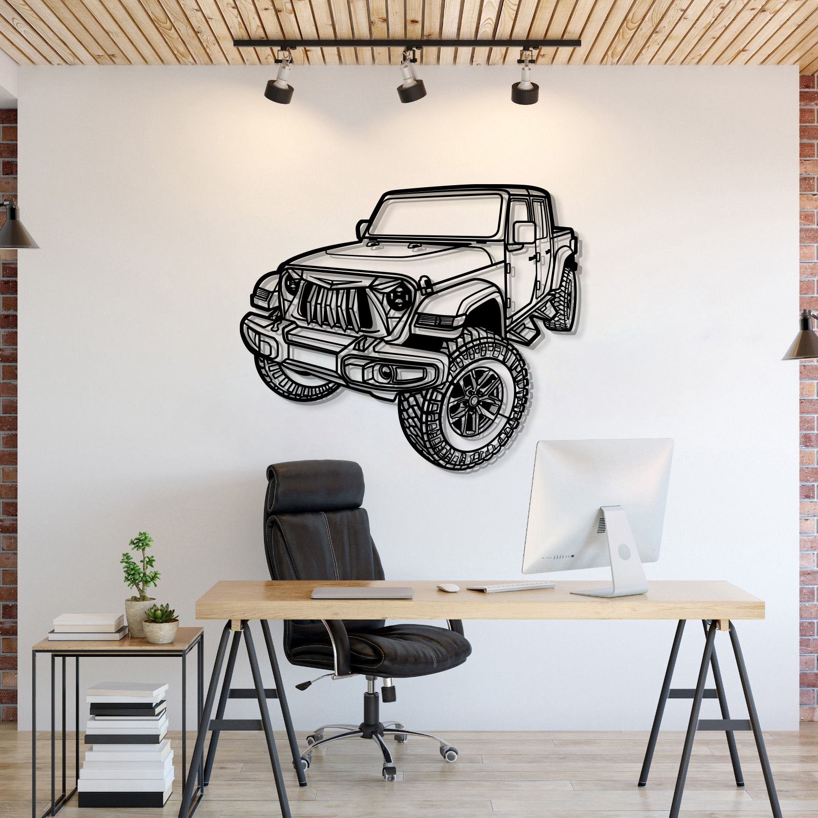 Jeep Gladiator (2021) perspective metal wall art – laser‑cut 2 mm textured steel with matte powder‑coat finish