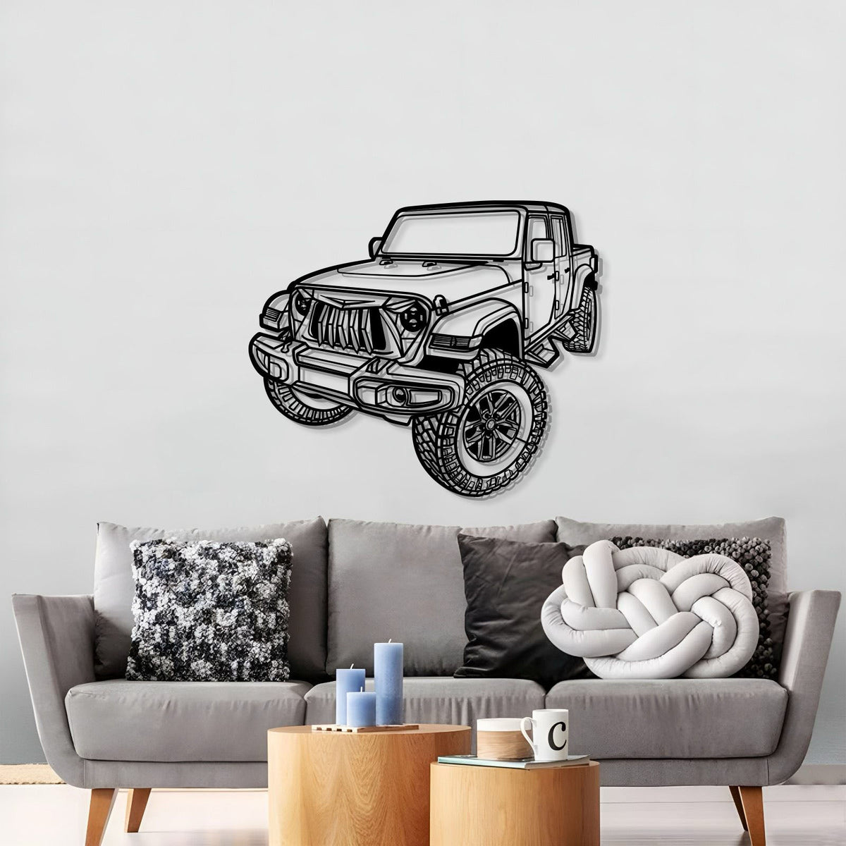 2021 Jeep Gladiator perspective metal car wall art – ready‑to‑hang textured steel design for truck aficionados