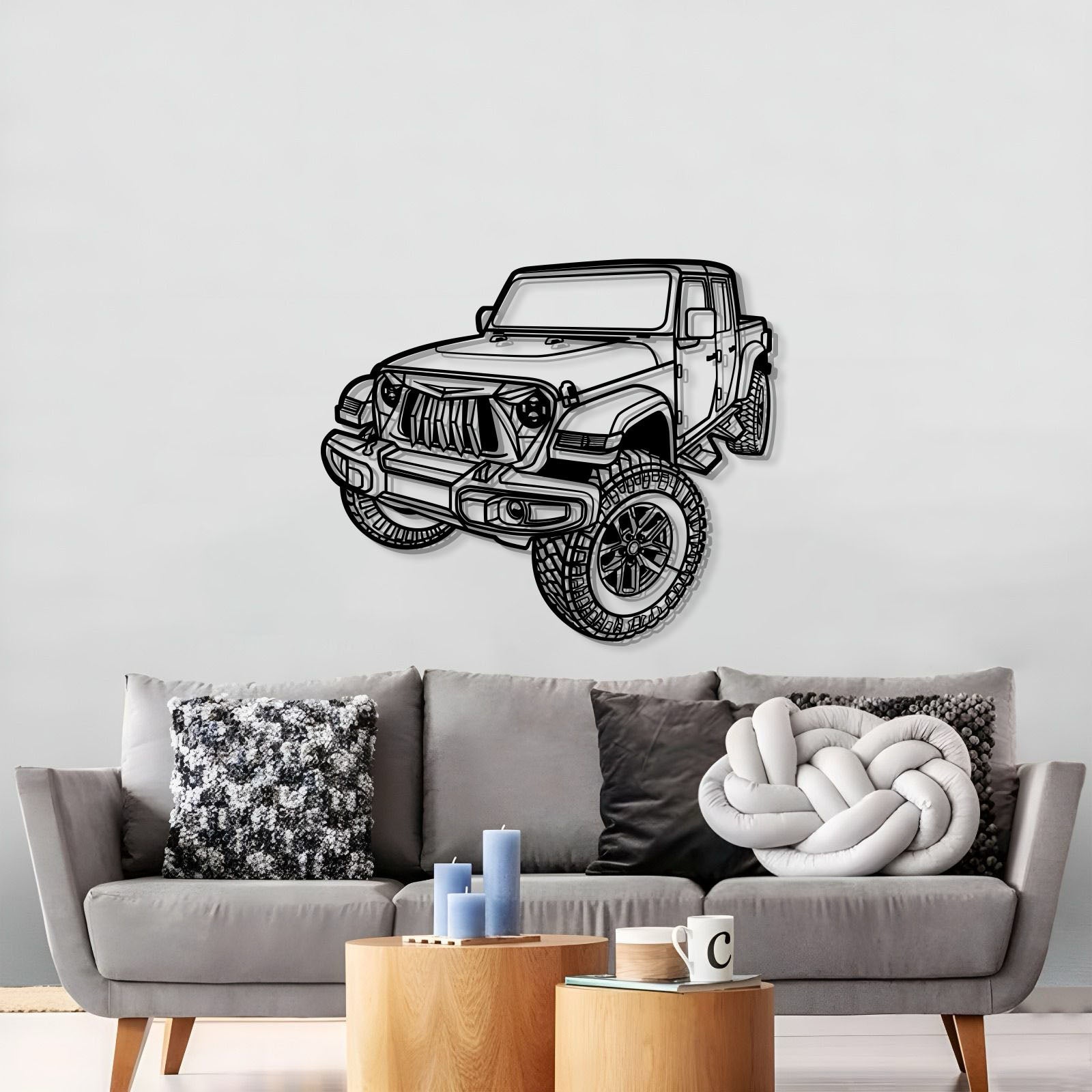 2021 Jeep Gladiator perspective metal car wall art – ready‑to‑hang textured steel design for truck aficionados