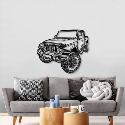 2021 Jeep Gladiator perspective metal car wall art – ready‑to‑hang textured steel design for truck aficionados