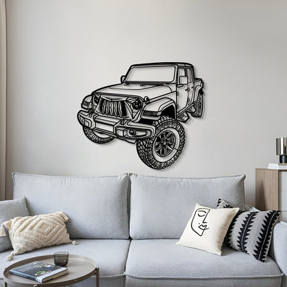 Jeep Gladiator (2021) perspective wall décor – handcrafted dyed steel silhouette offering floating visual depth