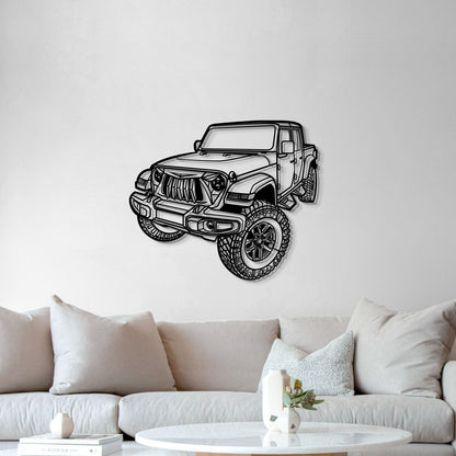 Jeep Gladiator 2021 perspective automotive wall art – premium matte‑finished steel with subtle 3D stylistic lift 