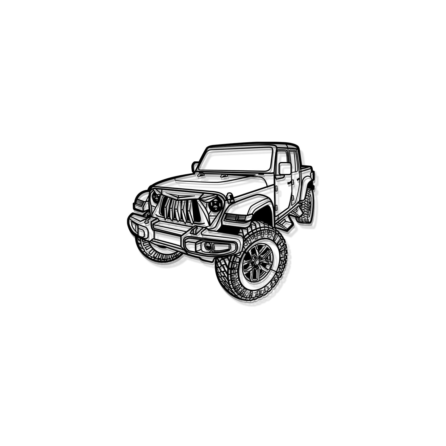 2021 Jeep Gladiator perspective metal silhouette – high-quality textured steel ready to hang with dramatic 3D style