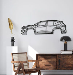 Matte-coated 2 mm steel 2021 RAV4 Prime metal wall sculpture, ready-to-hang and 1 cm elevated for 3D effect