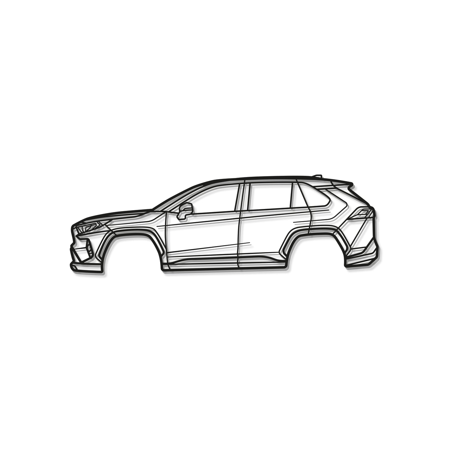 Ready-to-hang 2021 RAV4 Prime metal car wall decoration, elevated with screws for a striking visual appeal