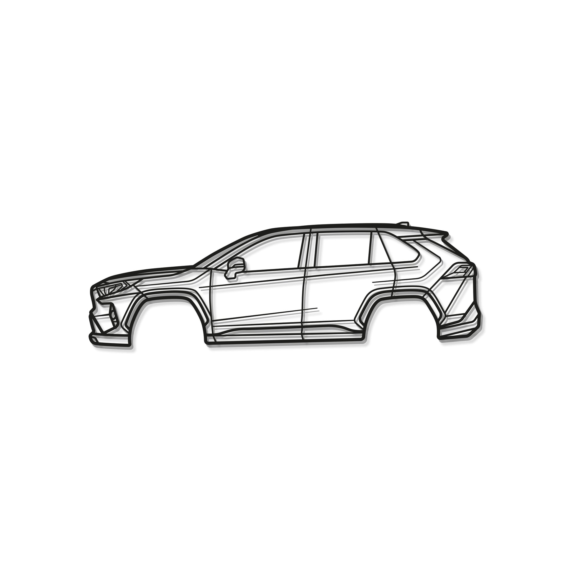 Ready-to-hang 2021 RAV4 Prime metal car wall decoration, elevated with screws for a striking visual appeal