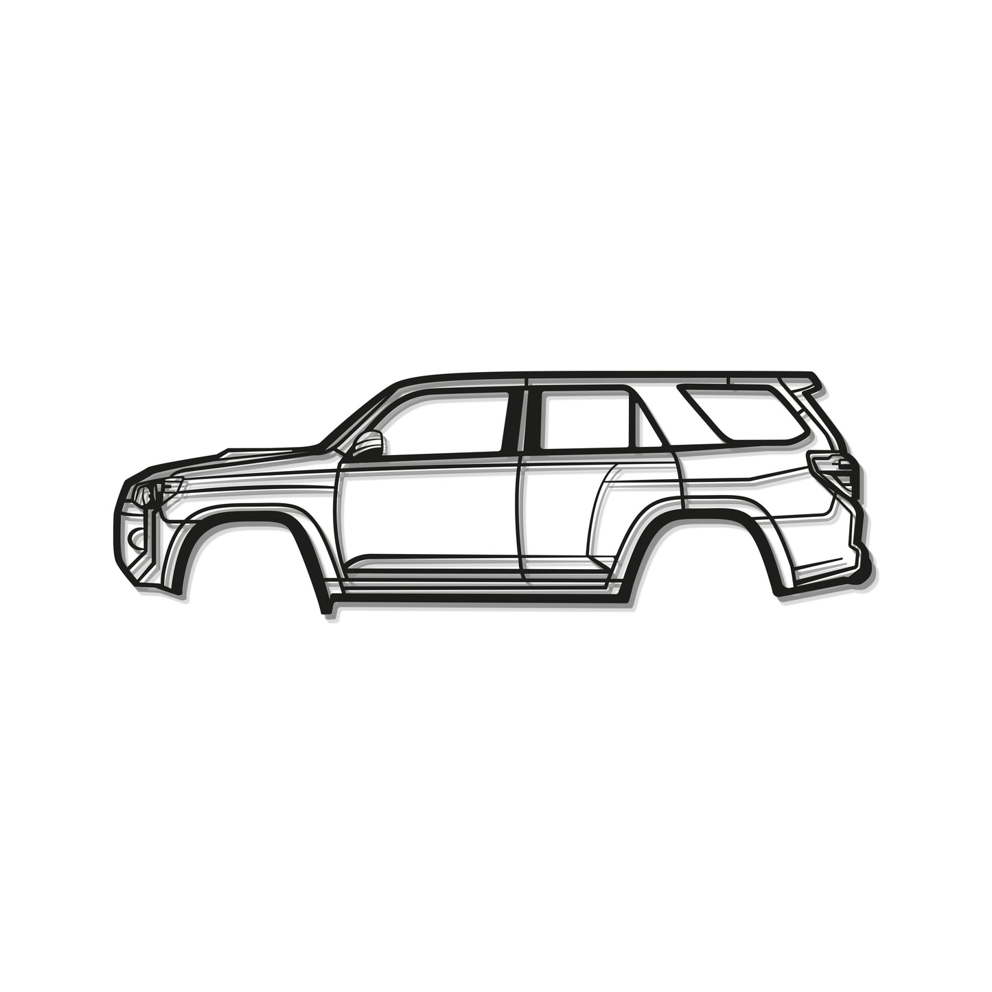 Ready-to-hang 2021 4Runner metal car wall decoration, textured steel with matte coating and 1 cm elevation for visual impact.