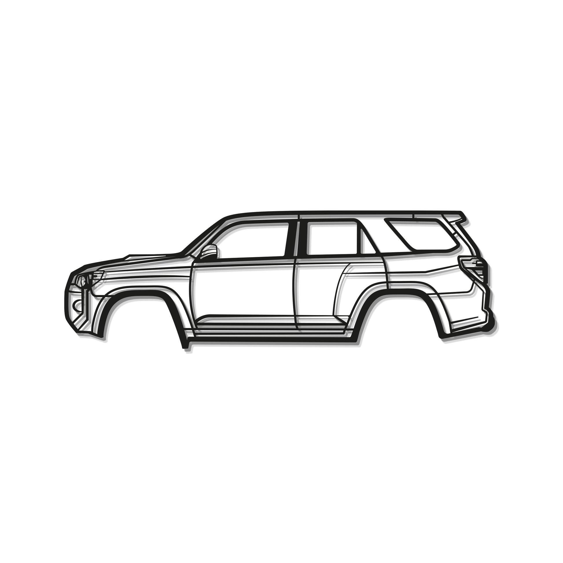 Ready-to-hang 2021 4Runner metal car wall decoration, textured steel with matte coating and 1 cm elevation for visual impact.