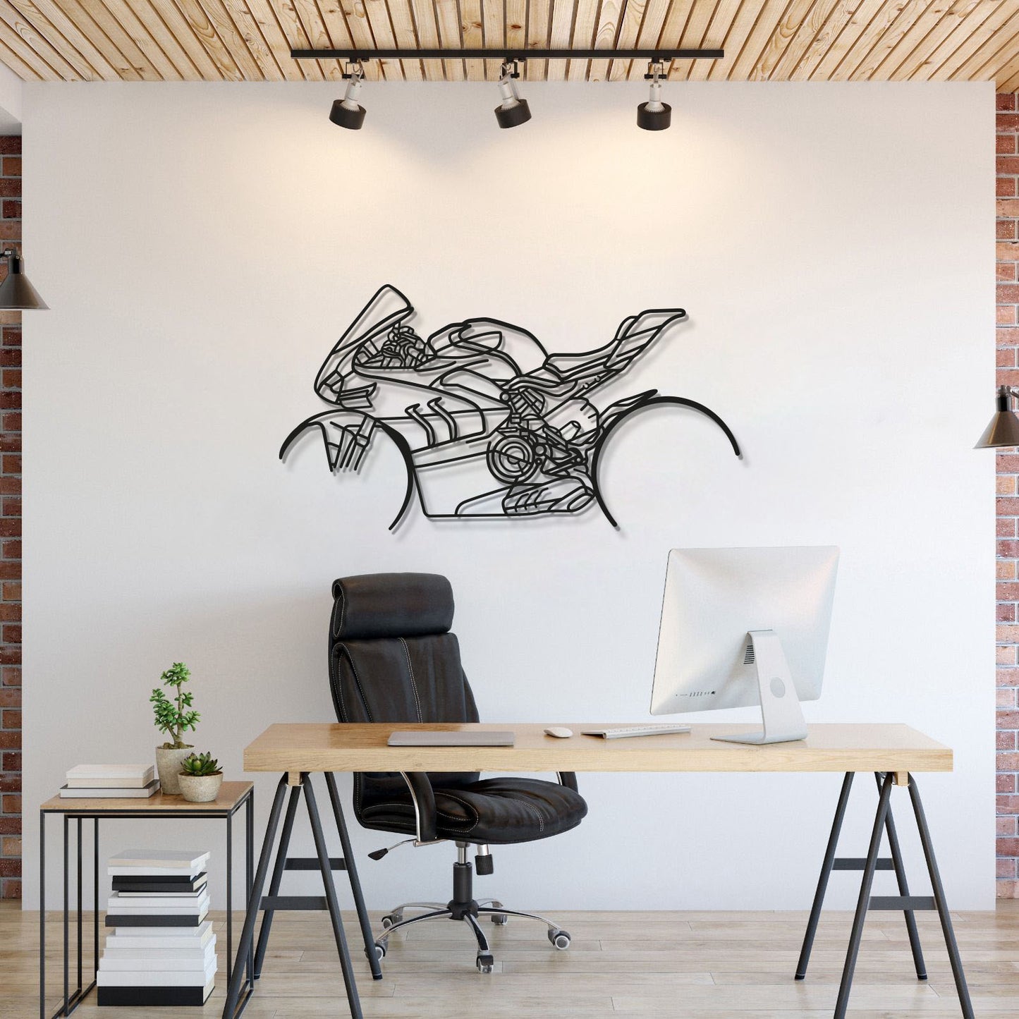 V4SP metal motorcycle wall art silhouette for garage décor