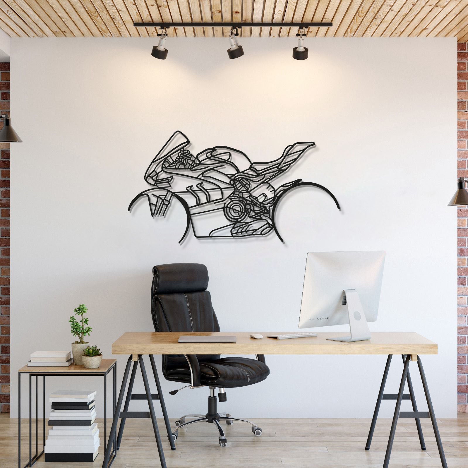 V4SP metal motorcycle wall art silhouette for garage décor