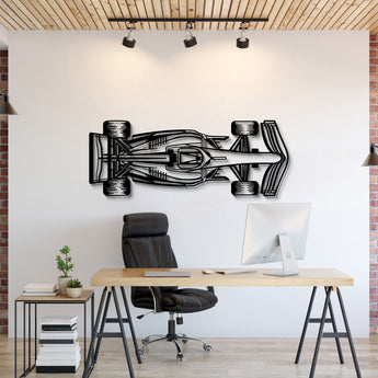 Formula 1 2022 top view horizontal metal car wall art brings dynamic motorsport energy to a modern living room
