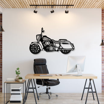 Indian Springfield Dark Horse metal motorcycle wall art adds bold touring elegance to a modern living room
