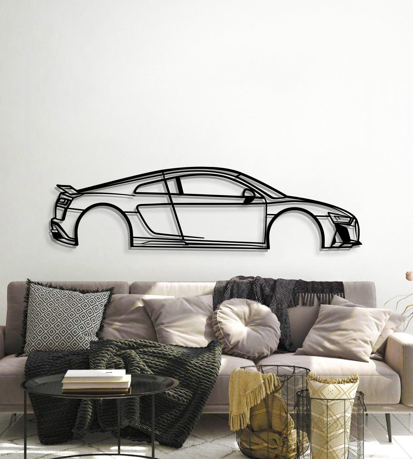Matte finish wall art showcasing Audi R8 2022 transforming hallway ambiance