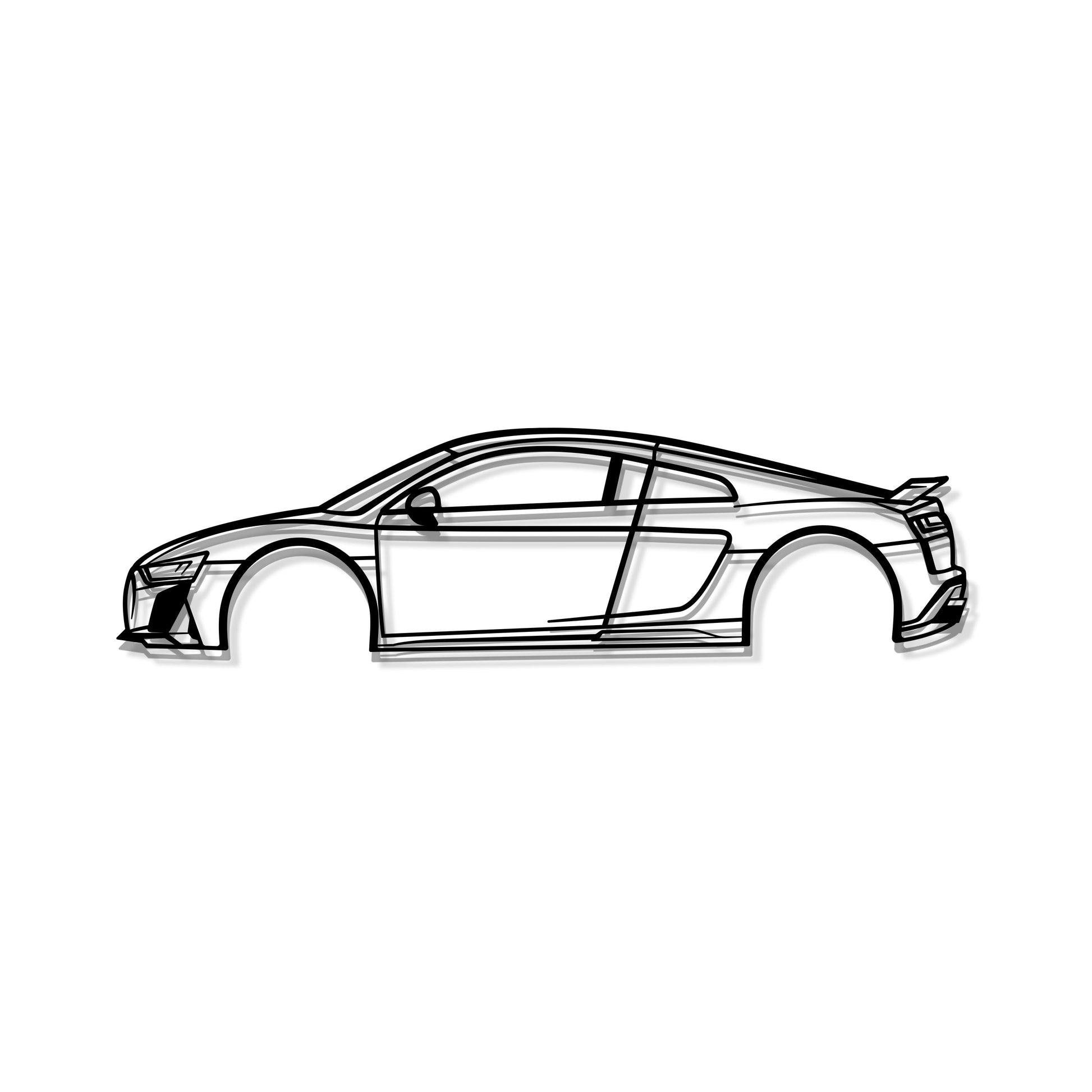 Sleek décor featuring Audi R8 2022 metal wall art adding motorsport flair