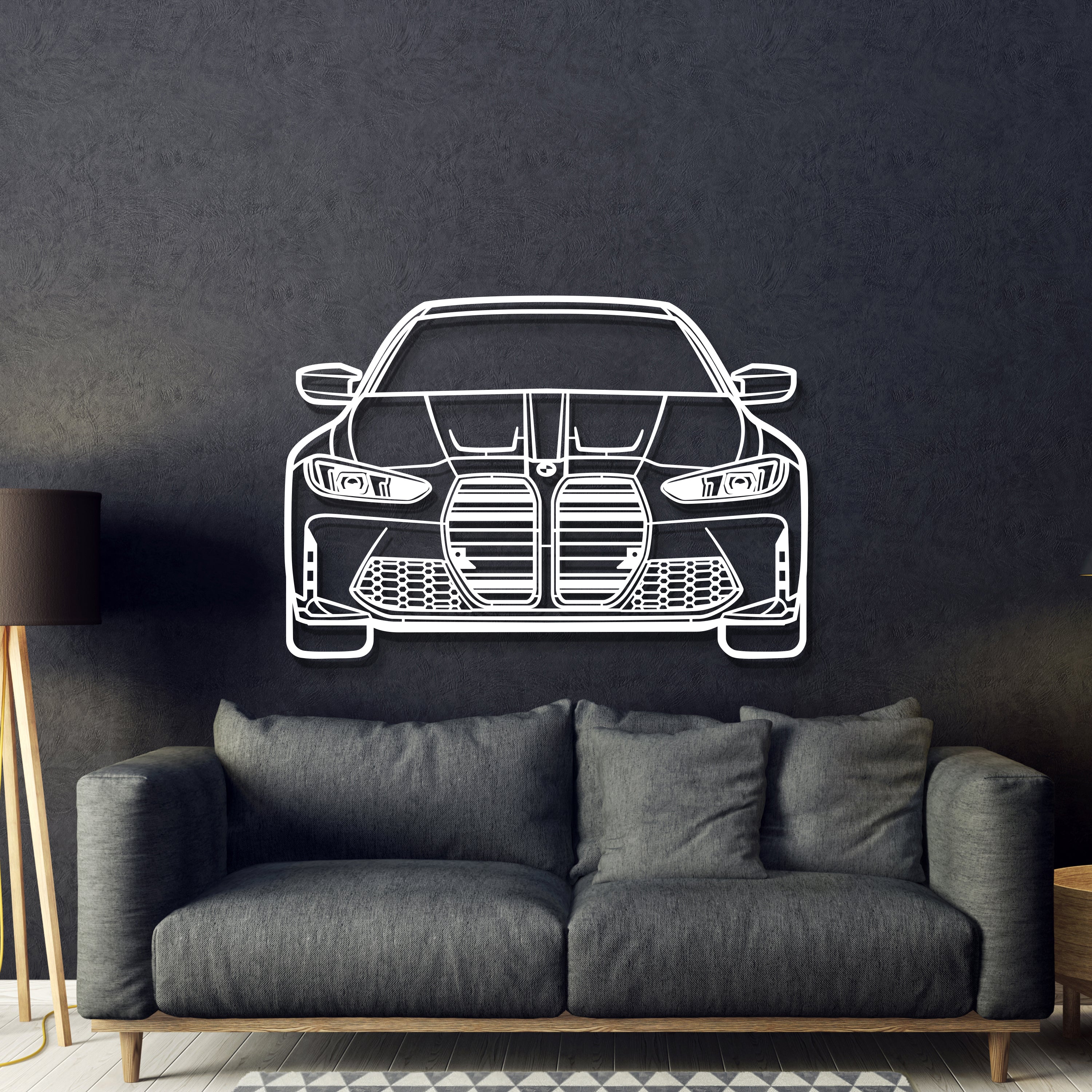 2022 M3 Front View Metal Car Wall Art - MT1326