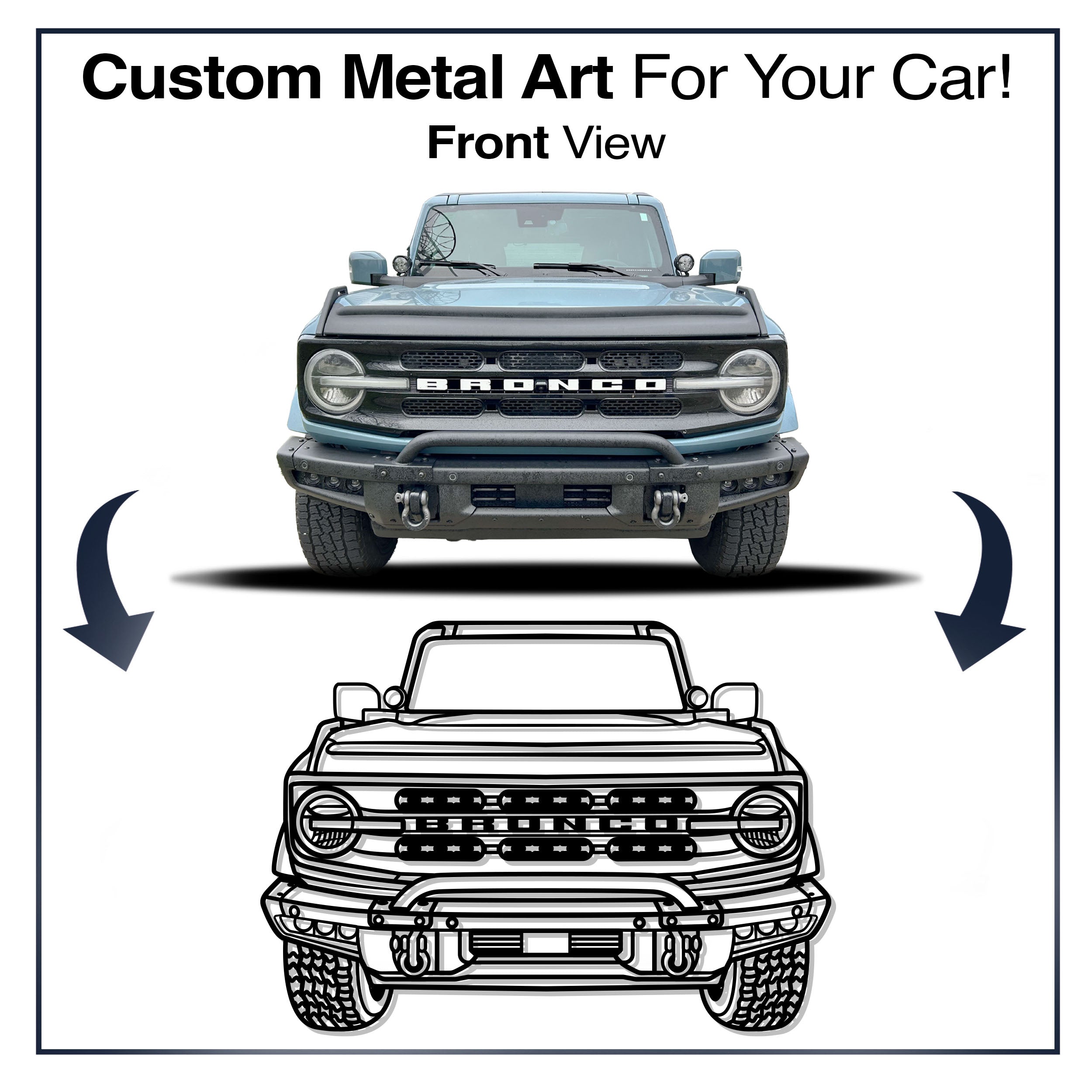 Your Personalized Car Front View Metal Wall Art - MT1380