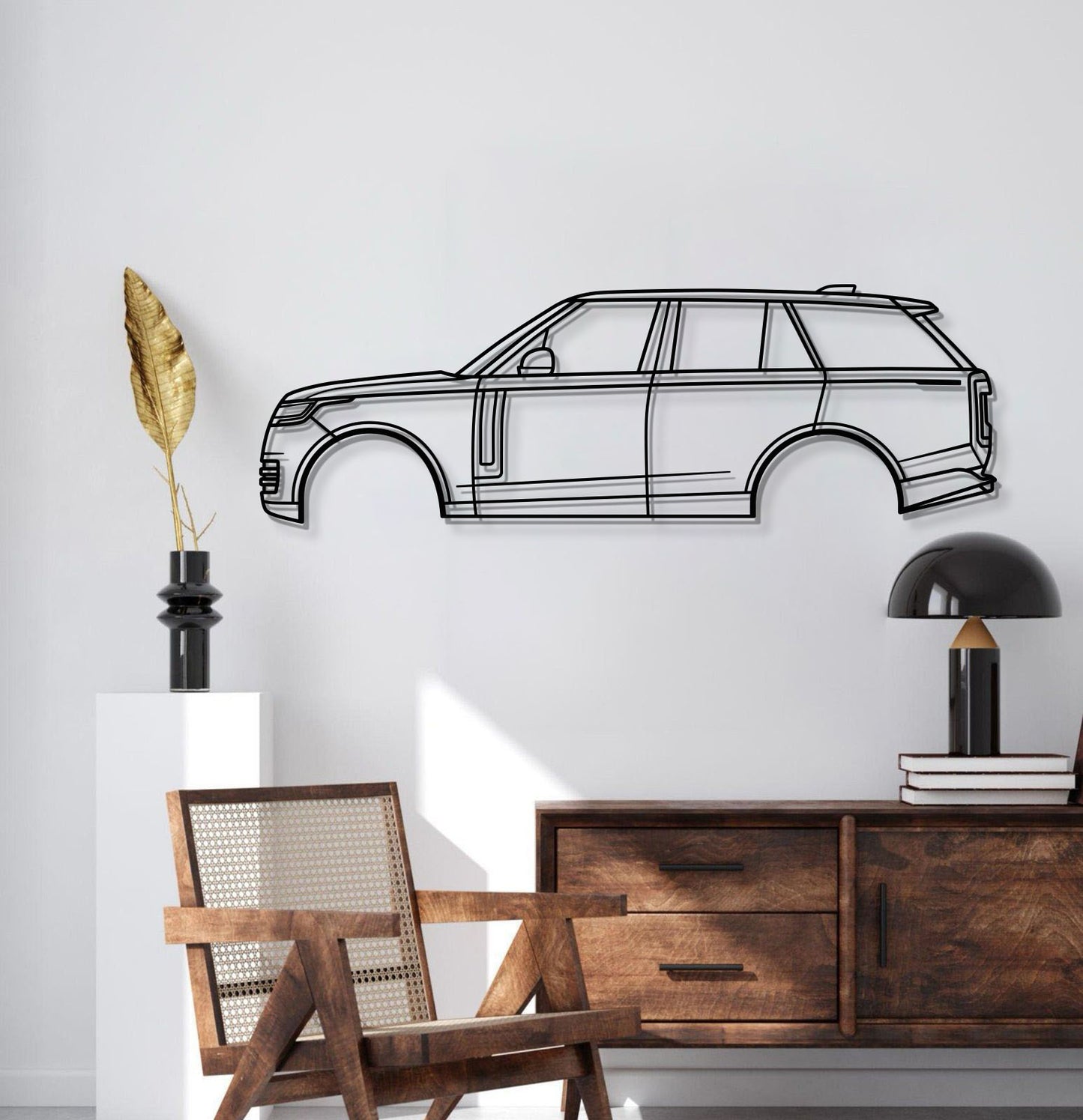 2022 Range Rover metal car wall décor in durable matte-coated laser-cut steel.