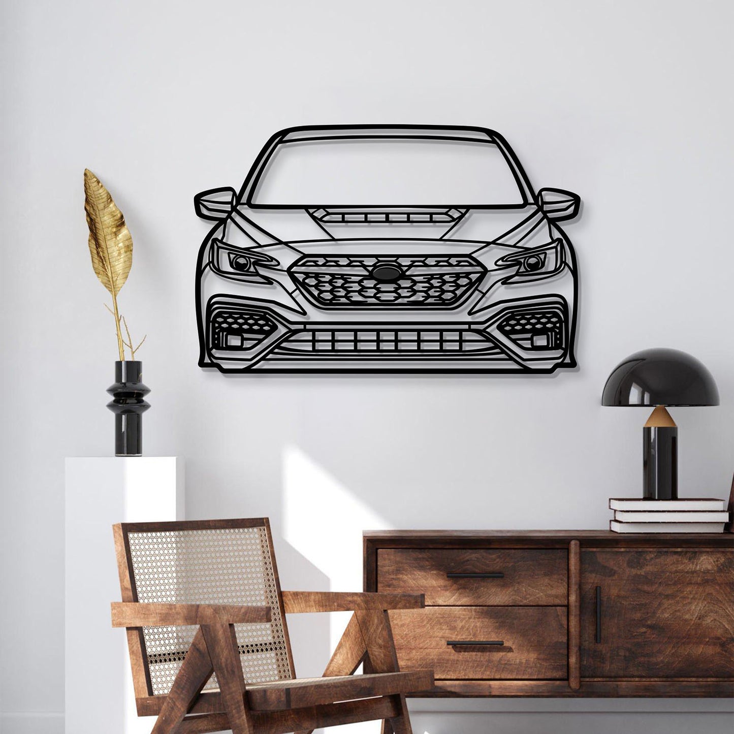 2022 WRX metal car wall decor – front view silhouette, powder-coated finish