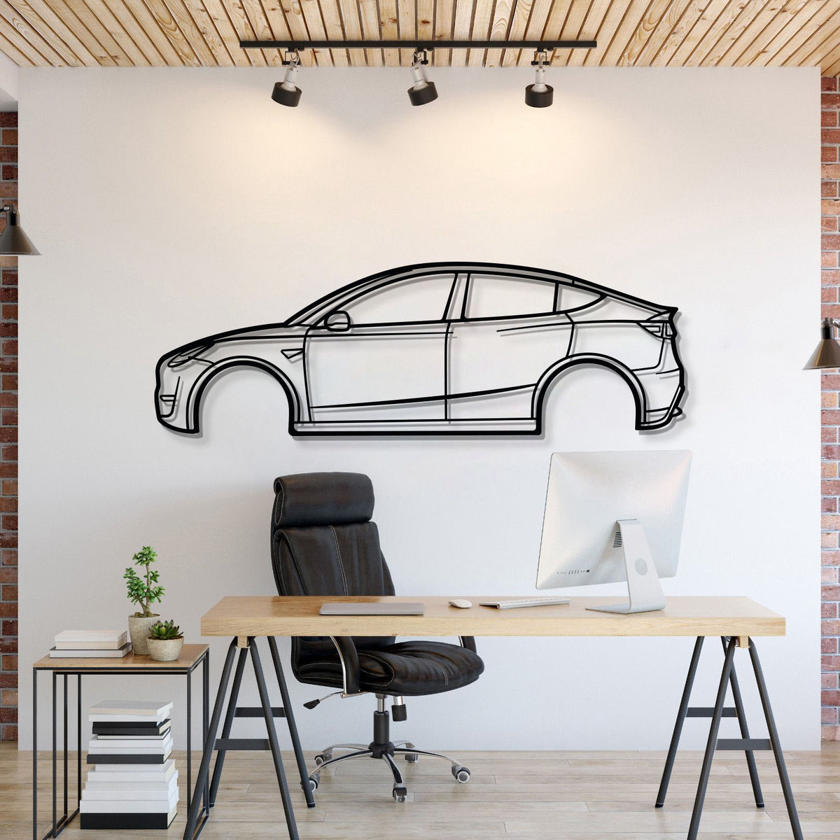2022 Tesla Model Y metal wall art, laser-cut steel modern car decor