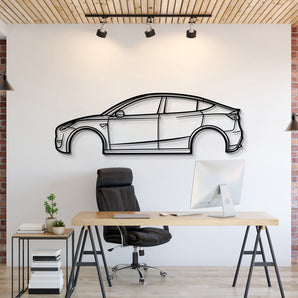 2022 Tesla Model Y metal wall art, laser-cut steel modern car decor