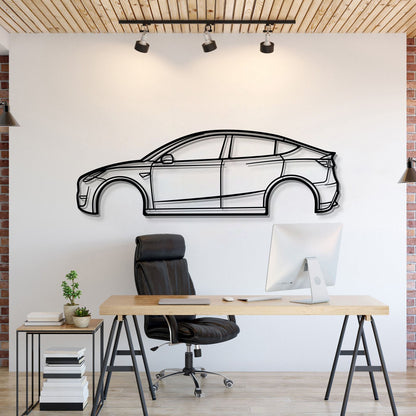 2022 Tesla Model Y metal wall art, laser-cut steel modern car decor