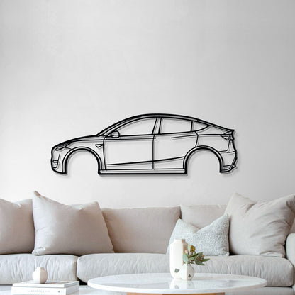 Laser-cut 2mm steel 2022 Model Y metal wall artwork, durable and stylish